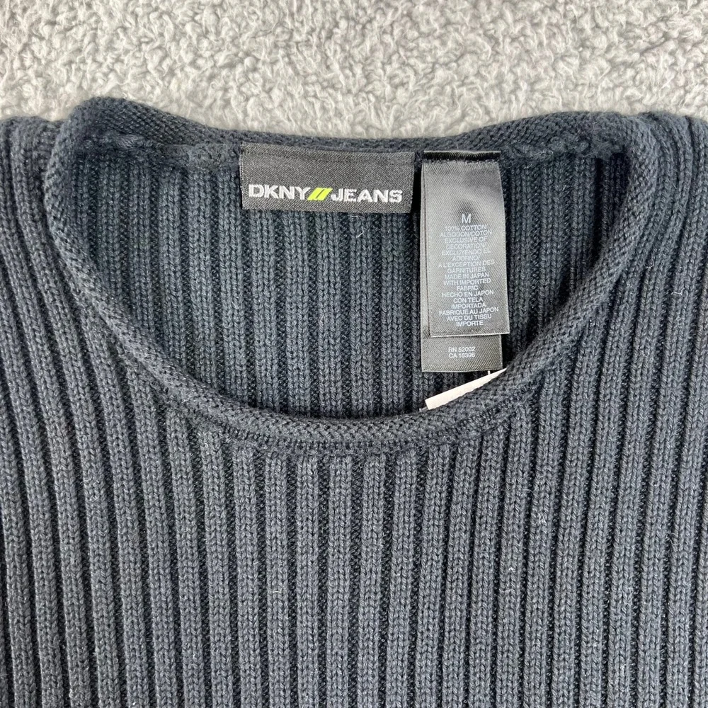 DKNY Jeans Men's Black‎ Ribbed Long Sleeve Sweater Size M VTG NWT